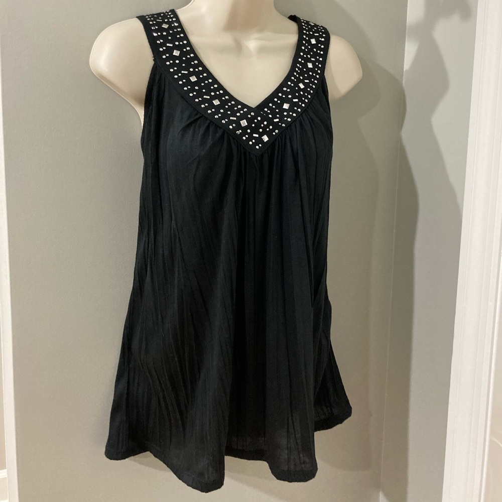 Black Sleeveless Top with Embellishments